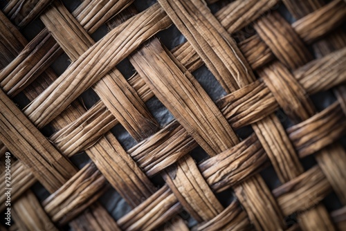 This photo showcases a close up view of a woven basket  revealing the intricate patterns and craftsmanship.