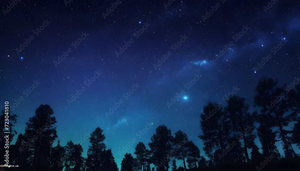 Fototapeta premium Starry Night Sky: Depict the awe-inspiring vastness of a starry night sky with vibrant colors and twinkling stars.. Ai Generative 