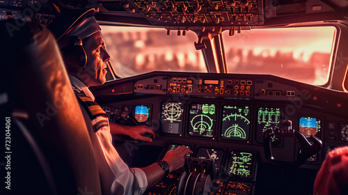 Close-up photo of Airline flight pilot control deck © didiksaputra