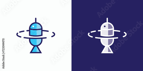 Vector logo design illustration of a combination of fishing float and fish.