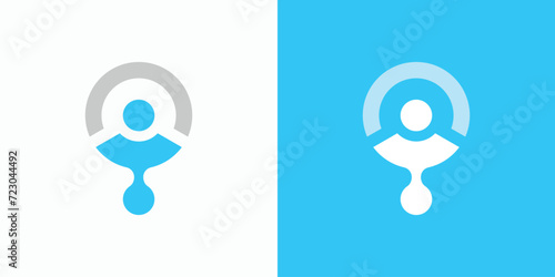 Personal technology connection vector logo design.