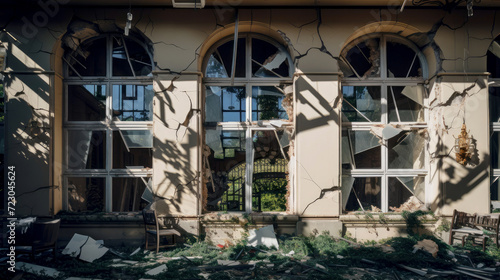 Wallpaper Mural Broken glass in hotel close-up. Exterior view Torontodigital.ca