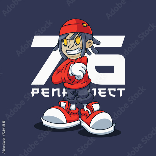 cute boy mascot logo illustration, cute boy design poster