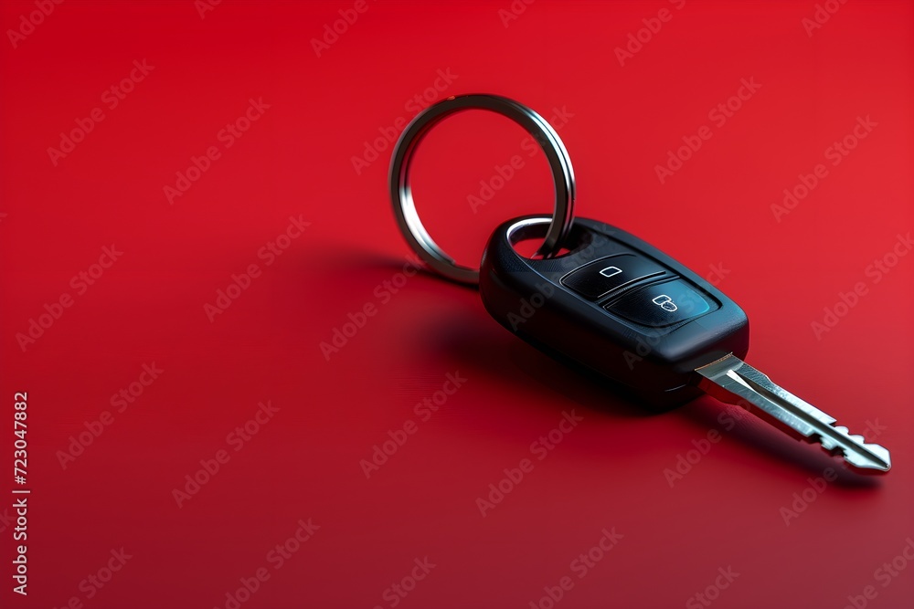 Car Keys Isolated on a Vivid Red Background Car Keys Isolated on a Vivid Red Background