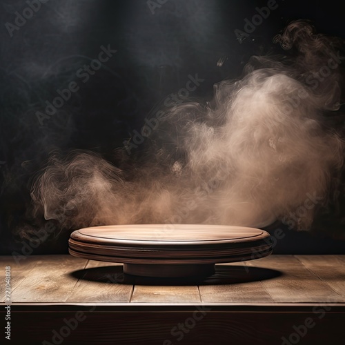 Table background of free space for your decoration and dark background of shadows and smoke