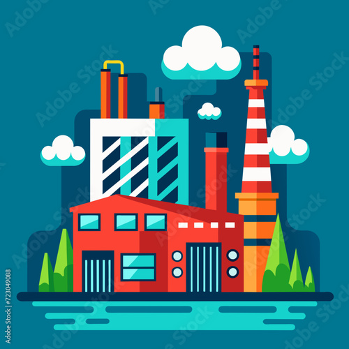 Industrial factory vector graphic industry production 