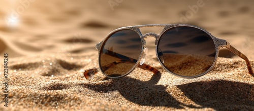 Sunglasses on the beach. Selective focus. nature.