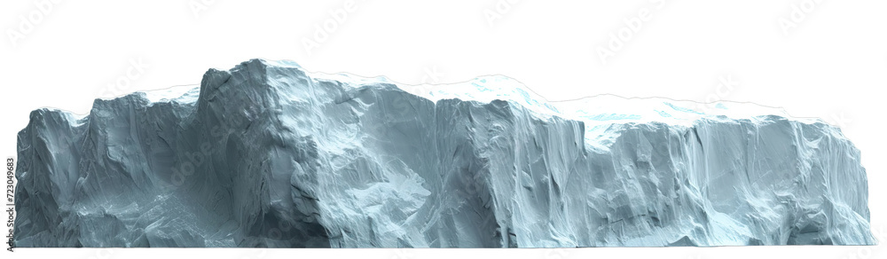 Illustration of an icy blue mountain peak isolated on a white background