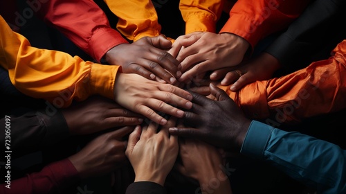 Group of People Hands United Together. Generative AI