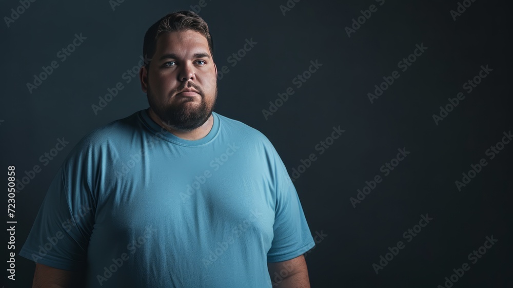 Overweight man feeling sad about his physical condition Overweight man feeling sad about his physical condition