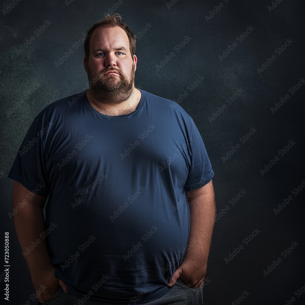 Overweight man feeling sad about his physical condition Overweight man feeling sad about his physical condition