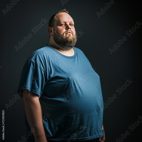 Overweight man feeling sad about his physical condition