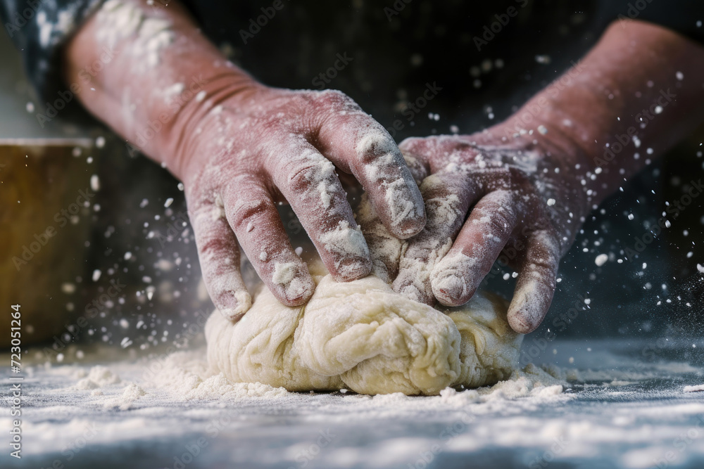 Beautiful hands are mixing the dough Beautiful hands are mixing the dough