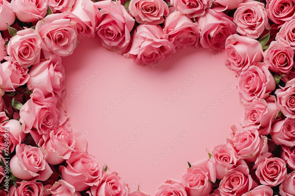 Love in Bloom: Pink Roses Forming a Heart on a Surface Love in Bloom: Pink Roses Forming a Heart on a Surface