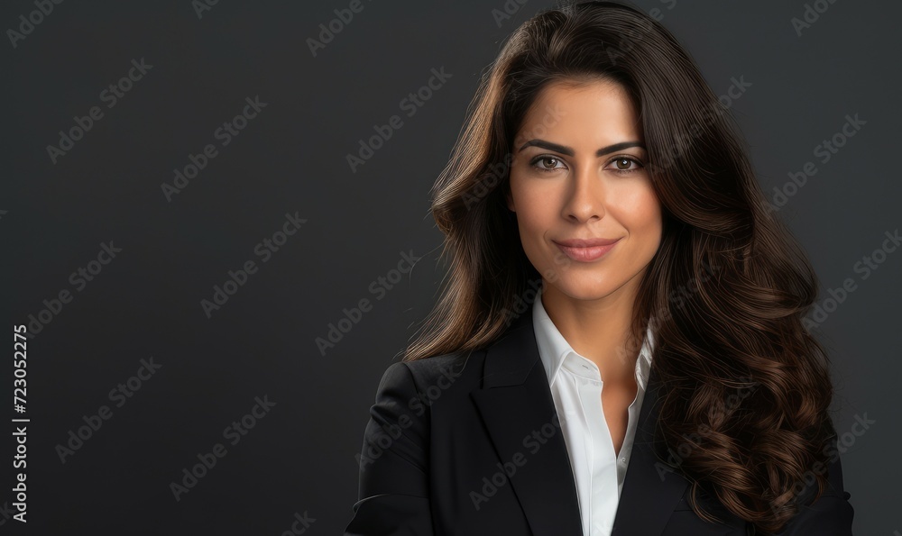 A confident woman wearing a black suit poses for a professional headshot, showcasing her polished appearance and business-oriented demeanor. A confident woman wearing a black suit poses for a professional headshot, showcasing her polished appearance and business-oriented demeanor.