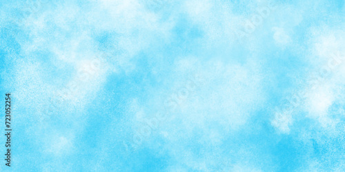Brush paint blue paper textured canvas element with clouds, blue sky with clouds background, painted white clouds with pastel blue sky, abstract watercolor background illustration.