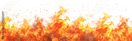 Vibrant, intense fire with dynamic flames and heat waves against a stark, isolated on a white backdrop photo