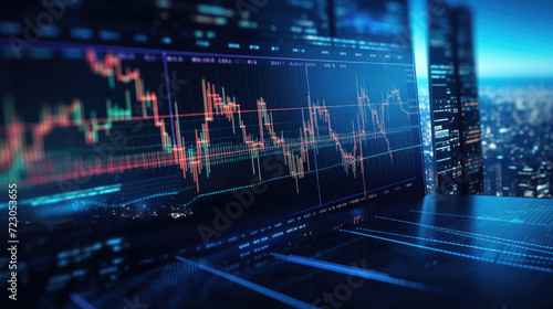 Image of blue economic graph and stock market data