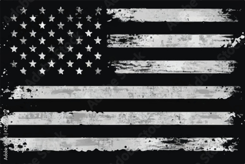 America Flag in a black and white grunge texture background. photo