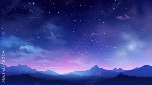 Beautiful colorful evening cloudy sky with stars