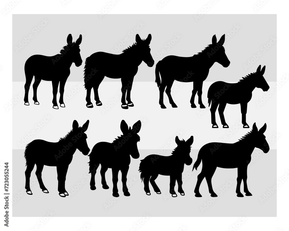 Donkey SVG Silhouette Bundle, Animal Svg, Donkey Silhouette, Donkey Svg Files, Donkey Clipart, Donkey Png, Donkey image Svg, Cut Files
