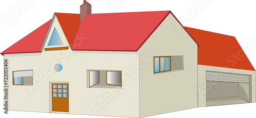 Modèle de maison individuelle sur fond blanc 