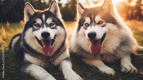 A husky with his best friend  happy.