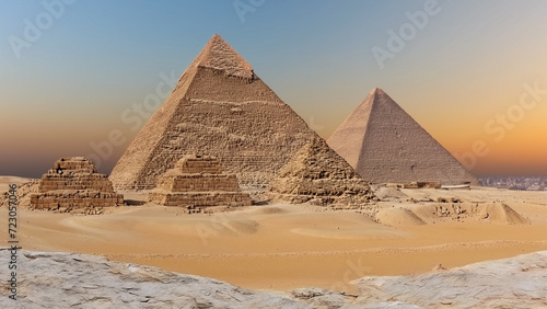 A landscape Pyramids of Giza, Egypt.