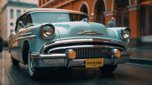 Close-up photo of a classic car photo