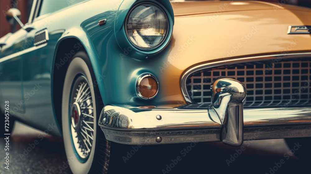 Close-up photo of a classic car