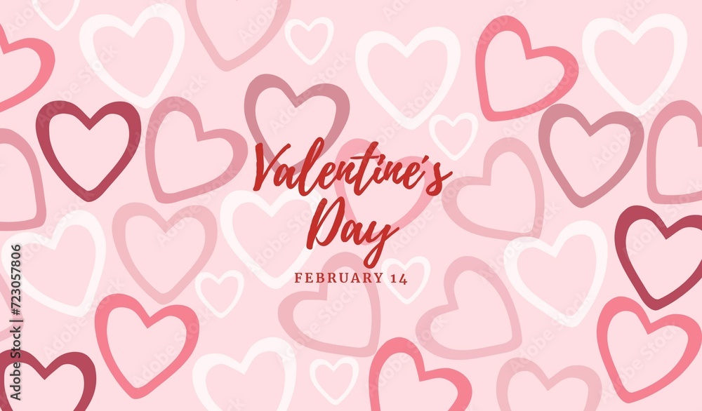 Valentine's Day jpg wallpaper with hearts in background different shapes and colors pink pastel February 14th
