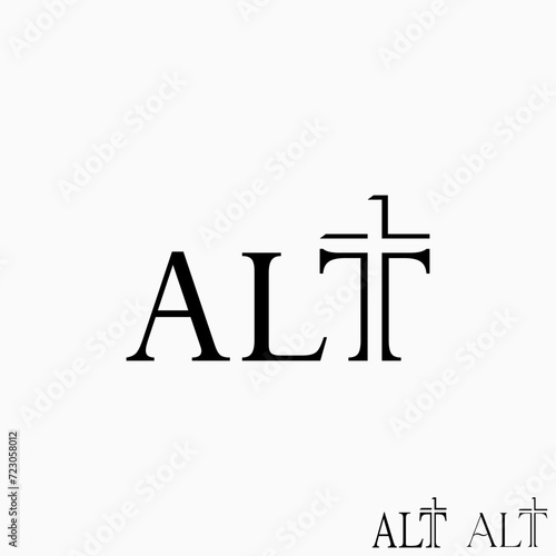Logo design graphic concept creative premium vector stock initial letter Alt cross church  cutting off negative space. Related to religion christian