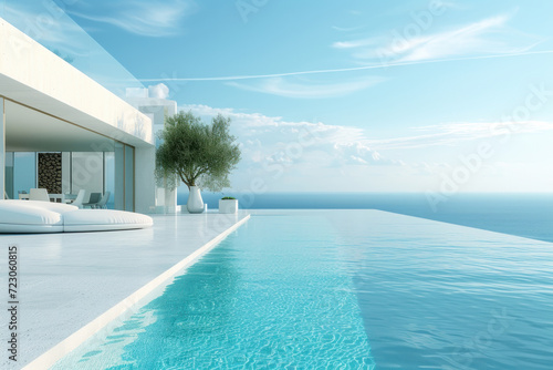Large private pool by the ocean in a beautiful villa © BraveSpirit