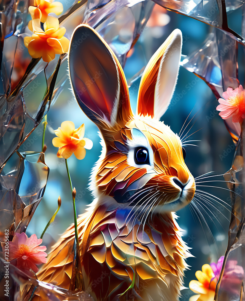 cute funny greeting card with Easter bunny, background