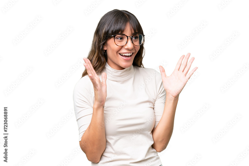 Young caucasian woman over isolated background with surprise facial expression Young caucasian woman over isolated background with surprise facial expression