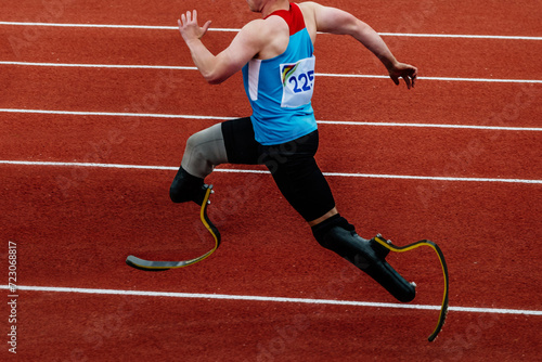 male para athlete on two limbs deficiency run up long jump, summer para athletics championships