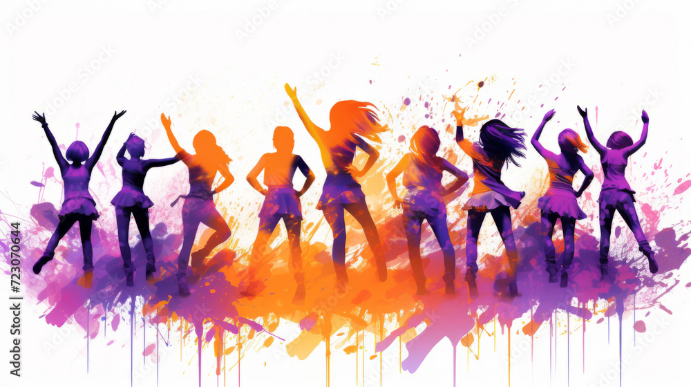 Dancer, illustration and vivid colors. Energetic, expressive and lively portrayal of a dancer, radiating vibrance and vitality through a spectrum of vivid colors. A mesmerising visual celebration. Dancer, illustration and vivid colors. Energetic, expressive and lively portrayal of a dancer, radiating vibrance and vitality through a spectrum of vivid colors. A mesmerising visual celebration.