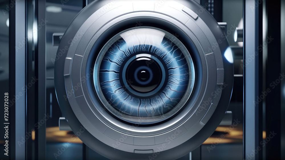 Close - up view of the eye scanner technology on the door Close - up view of the eye scanner technology on the door