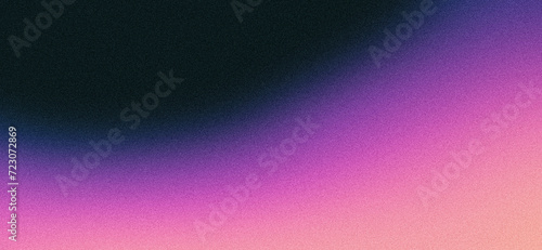 Abstract dark purple orange black grainy gradient background glowing pink magenta vibrant noise texture, colorful retro banner design photo