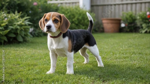 Tricolor beagle dog in the garden © QuoDesign