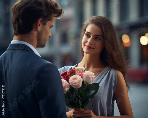ai generated lovely couple holding flowers