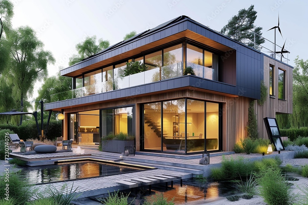 A clean energy-powered smart home with renewable energy sources .AI Generate A clean energy-powered smart home with renewable energy sources .AI Generate