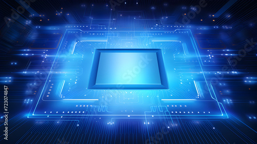 Abstract technology chip processor background circuit board,,Hi tech digital circuit board. AI pad and electrical lines connected on blue lighting background. futuristic technology concept Pro Vecto