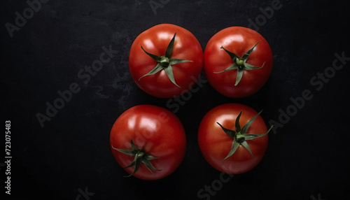top view of tomato with empty space, on a black background photo