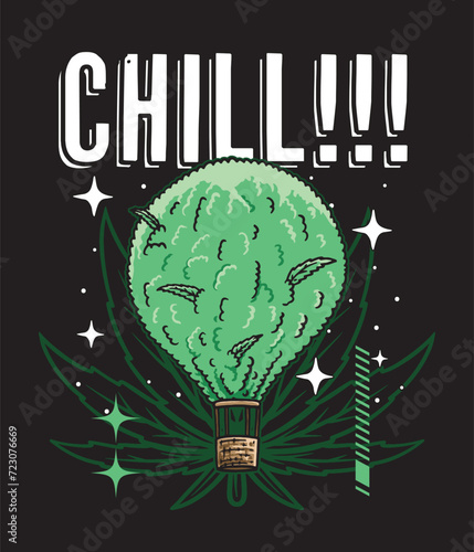 Air balloon with Cannabis leaf combination Streetwear Illustration