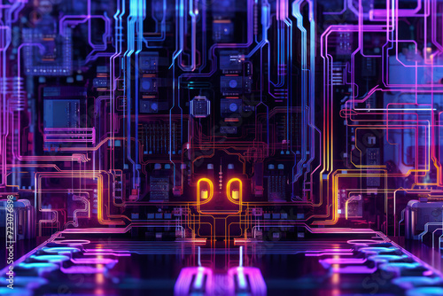 Electronic circuits abstract background. Generative ai.