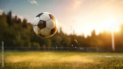 Intense soccer ball in sunny day. © SuperGlück