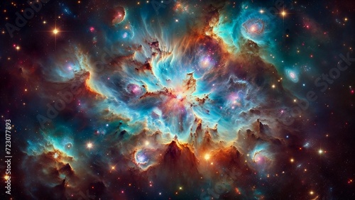Nebula and galaxies in space. Cosmos background.