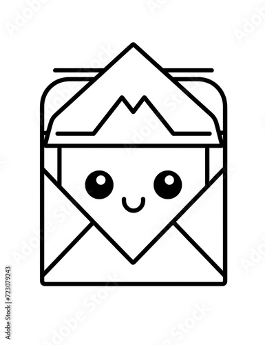 Coloring page for children, coloring book style, a linear icon representing envelope, flaticon and dribble illustration сreated with Generative Ai photo