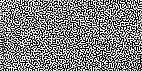 Turing reaction diffusion monochrome seamless pattern with chaotic motion .Linear design with biological shapes. Organic lines in memphis. abstract turing organic wallpaper background .